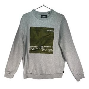 Avirex Men's Equipment Fleece Camo Graphic Sweater AVF191K04 HEATHER GREY Size M